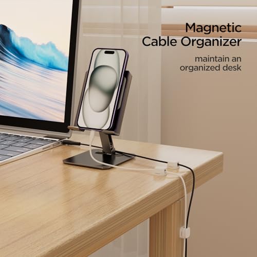 6 Pack de Clips Magnéticos para Cables, Organizador de Cables, Soporte para Cordón Ajustable, Gestión de Cables USB para Oficina y Hogar - Blanco miniatura 2