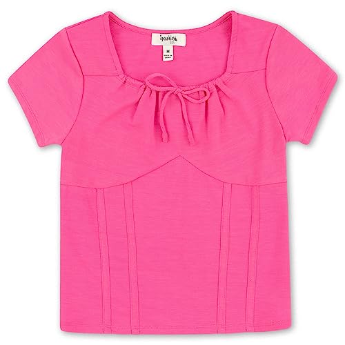 Speechless Girls' Short Sleeve Jersey Knit Peasant Top