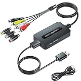 Kirolle RCA Svideo to HDMI Converter with RCA Cable + Svideo Cable + HDMI Cable, CVBS Composite AV to HDMI Converter, RCA Svideo HDMI Adapter