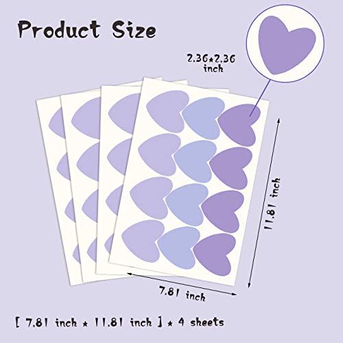 Vinilos decorativos de corazones morados removibles para pared miniatura 5