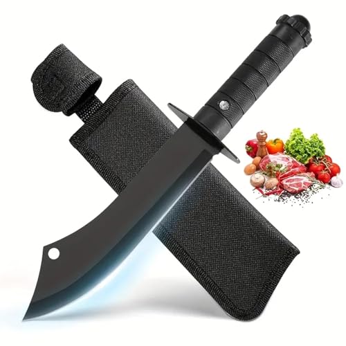 Image of Stainless Steel Meat Knife for Kitchen, Heavy Duty Knife for Chopping, Dicing & Mincing,Butcher Knife for Home & Restaurant Use,Ergonomic Handle (1PC, Black)