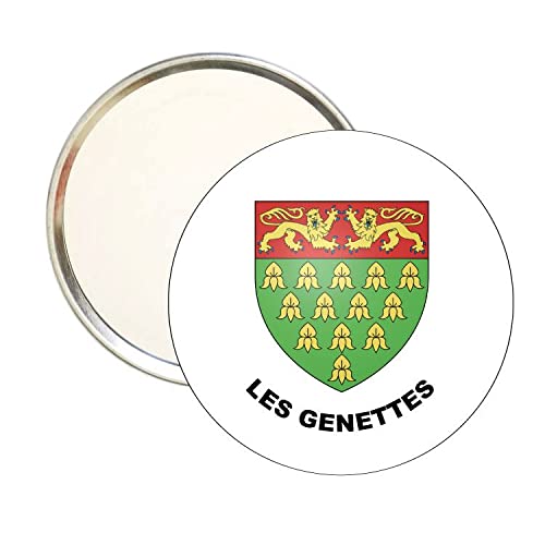 ROUND MIRROR. HERALDIC SHIELD LES GENETTES ORNE FRANCE