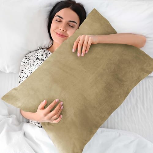 Image of BEDELITE Flannel King Size Pillow Cases Set of 2, Camel, 20x36 Inches