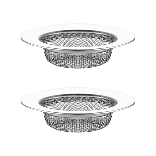 Dreamil Lot de 2 filtres d'évacuation en acier inoxydable, 7,7 cm, Filtre de lavabo Anti-obstruction, Passoire de lavabo, pour cuisine, évier, égout de...
