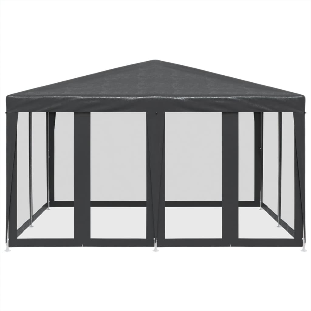 Tente de fête avec 8 panneaux latéraux en maille - Anthracite - 4 x 4 m - Avec structure en fer solide - Grande tonnelle pour jardin, mariage, célébrations, événements - 400 x 400 x 268 cm