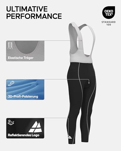 DANISH ENDURANCE Men’s Cycling Bib Pants XL Black/Grey 1-Pack