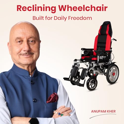 Image of Antara AGEasy (Max Group) Foldable Wheelchair for Old people, Adults & Patients | Sturdy Frame, Lightweight, Adjustable Footrest and Seatbelt for Safety (Power Wheelchair)
