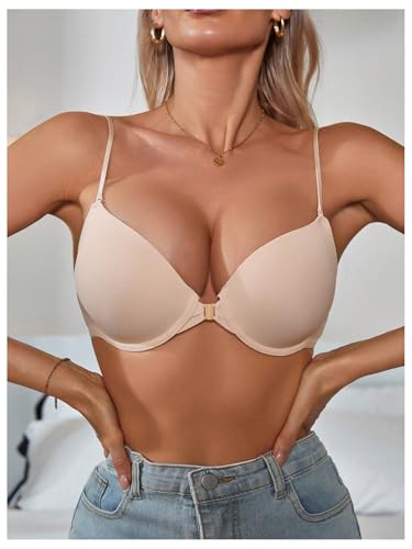Image of MakeMeChic Lace Bralettes for Women Sexy Bras Sheer Deep V Front Closure Bra