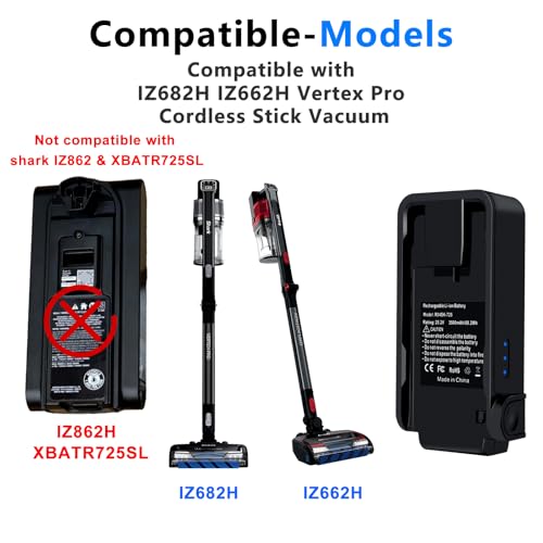 Image of 3500mAh Replacement for XBATR725 Shark Battery，Compaitble with Shark IZ662H,IZ682H,IZ683H,IZ661HC,IZ662HC,IZ631H Vacuun Cleaners 25.2V Shark XBATR725 Replacement Battery