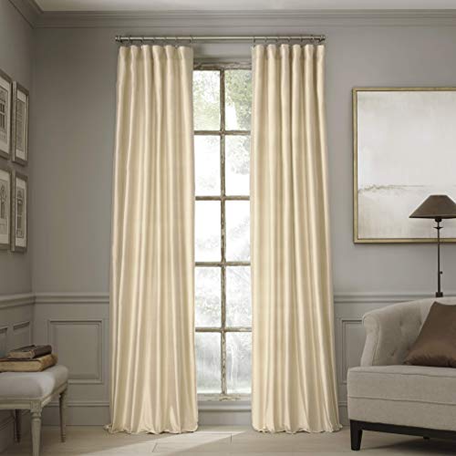 Best Promo Valeron Estate 100% Real Silk-Rod Pocket with Back Tab Window Panel, 84", Pearl