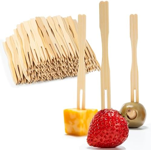 200 Bamboo Appetizer Forks, 3.5