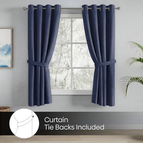 Image of Haus and Kinder Blackout Curtains 5 feet for Window,Pack of 2 Blackout Curtains for Window,100% Room Darkening Curtains Blackout 5 feet Long (Navy, 114x152 CM)