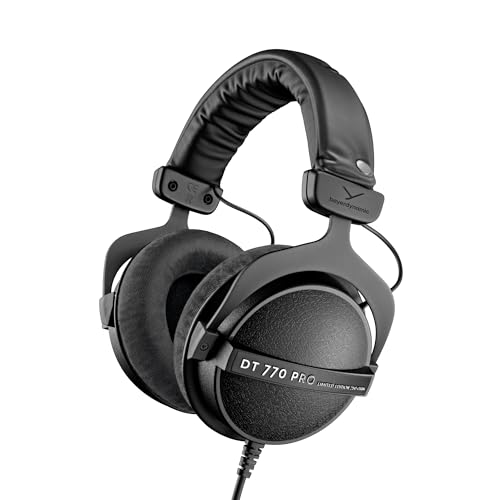 beyerdynamic DT 770 PRO 250 Black Limited Edition Over-Ear-Studiokopfhörer. Geschlossene Bauweise, kabelgebunden für Studioanwendung ideal zum Abmischen im Studio