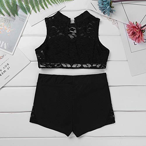 image for YiZYiF Kids Girls Basic 2 Piece Active Outfit Crop Top and Shorts Set 