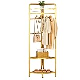 Emidor ハンガーラック コーナー型 スリム設計 キャスター付き 高耐荷重 防錆 組立簡単 幅42×奥行42×高さ174cm 衣類収納 梅雨対策 省スペース 洋服掛け クローゼット 寝室 賃貸対応 ブラック (B,3段ラック+ハンガーフックです)