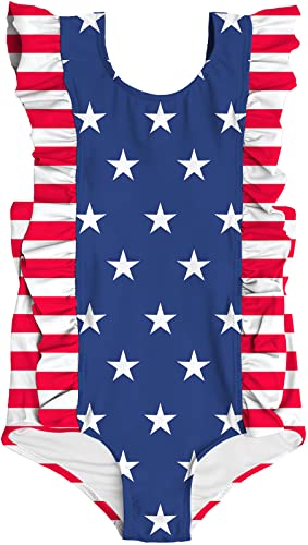 Image of RAISEVERN Baby Girls Swimsuit Ruffles Bathing Suits Cute Beach Sport Swimming Backless Summer One Piece Swimwear 2-7 Years