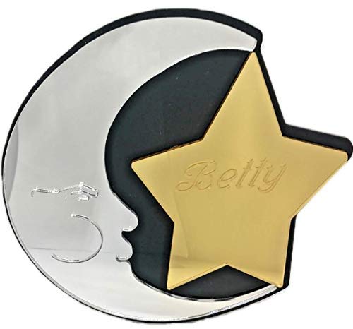 Moon and Star Wall Design Personalized Wall Hanging Mirror Sign
