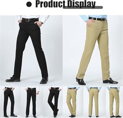 Calormas Timelessflex - Men's High Stretch Straight Fit Pants, Casual Suit Pants, Black, Size 29-404