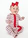 RuffleButts Red & White Stripe One Piece Footie Pajamas, Modal Blend - 3-6m