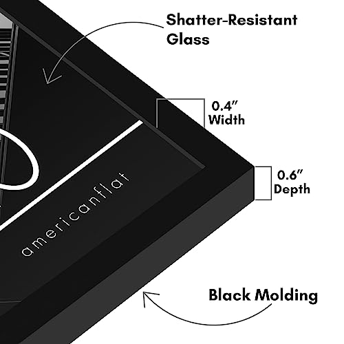 Americanflat 7x10 Picture Frame with Shatter-Resistant Glass - Streamline Collection - Thin Border Photo Frame for Tabletop and Wall Display - Hanging Hardware and Easel Stand Included - Black