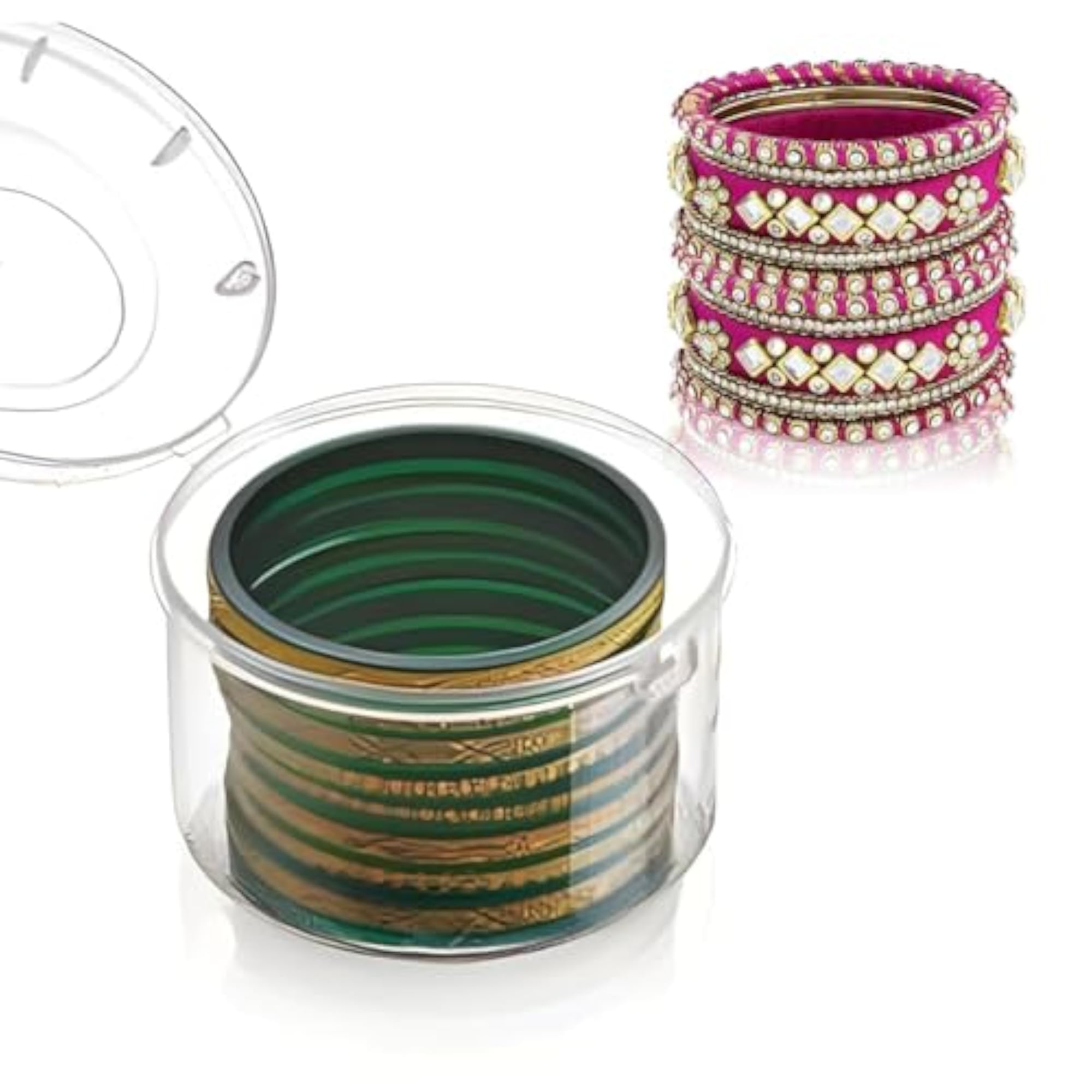 Plastic Bangle Box for Women, Transparent Round Organiser