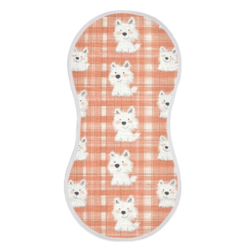 vvfelixl Muslin Burp Cloths Cheerful Dog Orange Grid Baby Washcloths for Baby Girl Boys 2 Pack