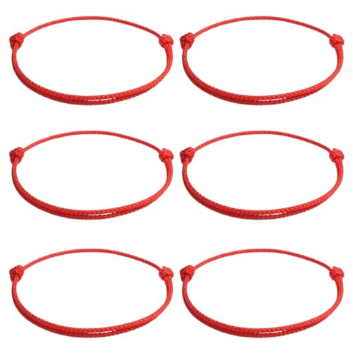 JchEnye 6 pulseras de cuero rojo trenzado de la Kabbalah, cordones ajustables con amuletos de la suerte, amuletos protectores del destino, cordones rojos para parejas.