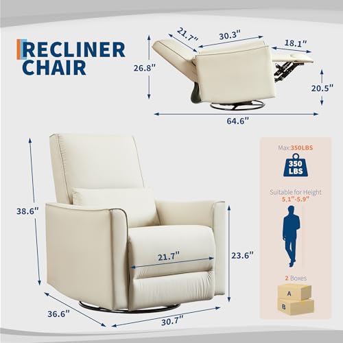 Sillón reclinable beige con tapizado en cuero sintético miniatura 2