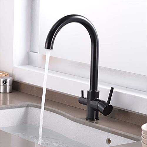Robinet de cuisine filtré à double poignée et bec orientable pour évier moderne