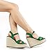 JOY IN LOVE Women's Wedge Sandals Platform Espadrilles Heels Ankle Strap Open Toe Buckle Sandals 4071 Green US7.5