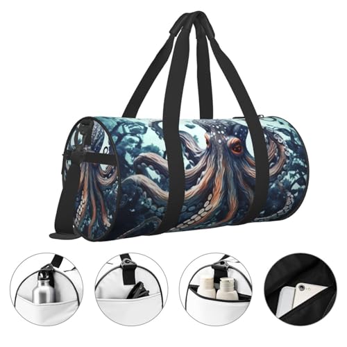Sports Gym Bag for Women Men Travel Duffel Bag Tote Weekender Bag Carry on Overnight Bag for Travel Swimming Fitness Workout Sports Cool Octopus Duffle Bag3