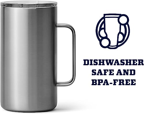 Image of YETI Rambler 24 oz (709 ml) Coffee Mug, Stainless Steel | Large Travel Mug with Handle & MagSlider Lid (Not Leakproof), Insulated Coffee Cup Keeps Drinks Hot or Cold