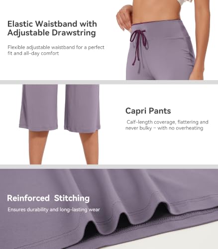 Image of WiWi Bamboo Viscose womens capri pants Wide Leg Pajama Super Soft Lounge knit Sleep shorts Cooling Pj Bottoms S-XXL