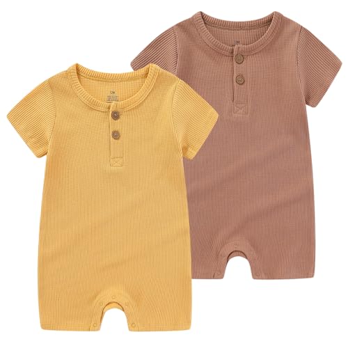 Image of MAMIMAKA Baby Bodysuits Solid Romper One-Piece Newborn Clothes 2 Pack Baby Shower Gifts