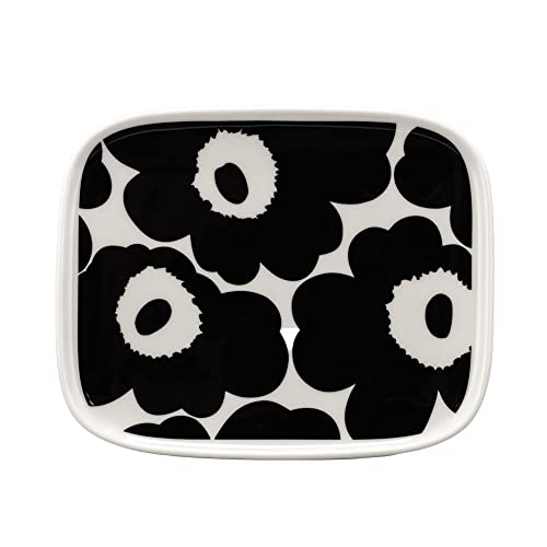 [ マリメッコ ] Marimekko スクエア プレート 皿 071067-190 ホワイト／ブラック（ウニッコ） Unikko plate 15x12 cm white, black 食器 お皿 [並行輸入品]のサムネイル
