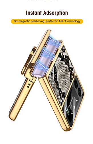 Coque Galaxy Z Flip 3 avec anneau et protection charnière en cuir python - 5