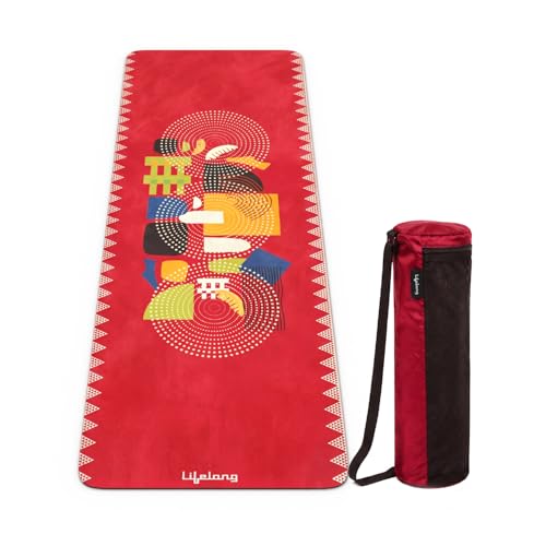 Image of Lifelong Suede & Natural Rubber Yoga Mat for Woman & Man | Non-Slip & Anti-Skid | 6mm Yoga Mat for Man |Exercise Mat for Yoga, Workout & Pilates | Gym Equipment for Home Workout | Free Carry Bag (Red)