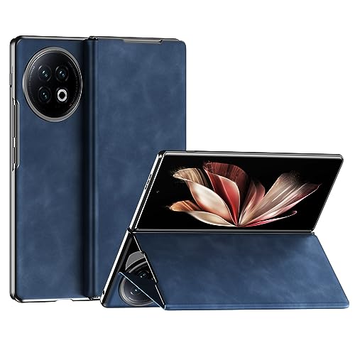 Housse Vivo X Fold 2 en cuir bleu avec support pour vidéo mains libres