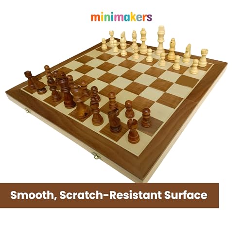 Image of Masterpiece 16 Inches Chess Board Set Magnetic, Tournament Size Wooden Chess Board Set, Handcrafted Foldable Chess with Storage & Magnetic Pieces, Valentine Gift, Game for Kids & Adults