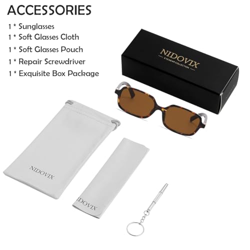 Image of Retro Rectangle Sunglasses for Women Men Small Square 90s Fashion Simple Vintage Sun Glasses UV400 Protection (Tortoise /Brown)