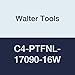 Walter Tools C4-PTFNL-17090-16W Tool Steel Boring Bar, Left Hand, 1.26" Minimum Bore Diameter, 2.717" Maximum Bore Depth, 3.543" Length