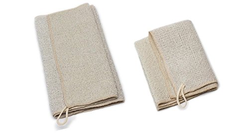 Aquis 10x34.5 Inch Linen Exfoliating Shower Towel and 12x12 Inch Linen Exfoliating Washcloth by Aquis