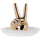 Sosoport 北欧風創意陶瓷手勢モデルリングスタンド 小さなお盆付き 耐久性のあるジュエリー収納トレイ 指輪 イヤリング ブレスレット用 イン