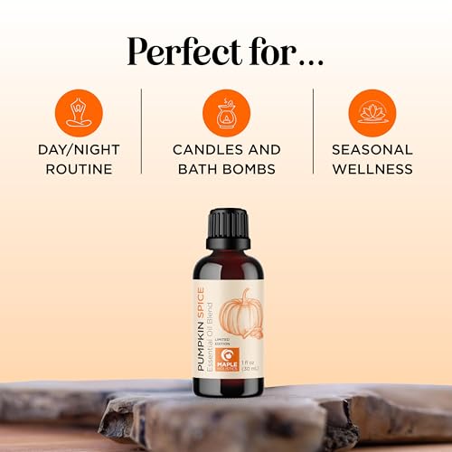 Image of Pumpkin Spice Essential Oil Blend - Warm & Cozy Pumpkin Spice Oil for Diffuser Candles Soaps & DIYs with Real Nutmeg Cinnamon Clove & Ginger Extracts - Fall Scented Aromatherapy Blend (1 Fl Oz)