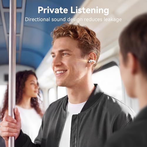 Image of TCL CrystalClip Open Ear Clip-On Earbuds, 5.5g Ultra-Light Open Ear Wireless Earbuds with Deep Bass & 3D Spatial Sound, Clear Calls, Dual-Device Switching, 36H Playtime, IPX4 Waterproof, Lunar White