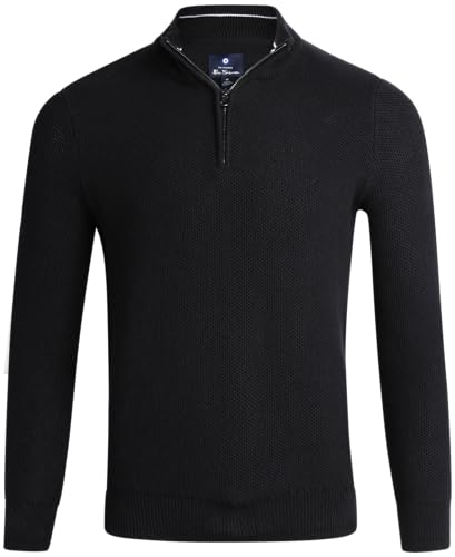 Ben Sherman Men's Sweater - Long Sleeve Quarter-Zip Pullover Cotton Sweater - Casual Sweaters for Men (Sizes: S-XL)
