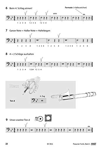 Starterset: Posaunen Fuchs Band 1 und Band 2 - Die geniale und spaßige Posaunenschule + Pflegetuch aus Mikrofaser