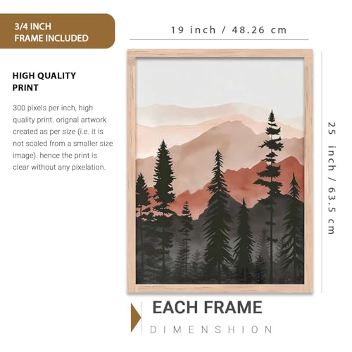 Image of kotart Mountain View Framed Painting | Big Aesthetic Nature Inspired Framed Paintings for Living Room Bedroom Wall Decor Set Of 3 (19X25 inch)