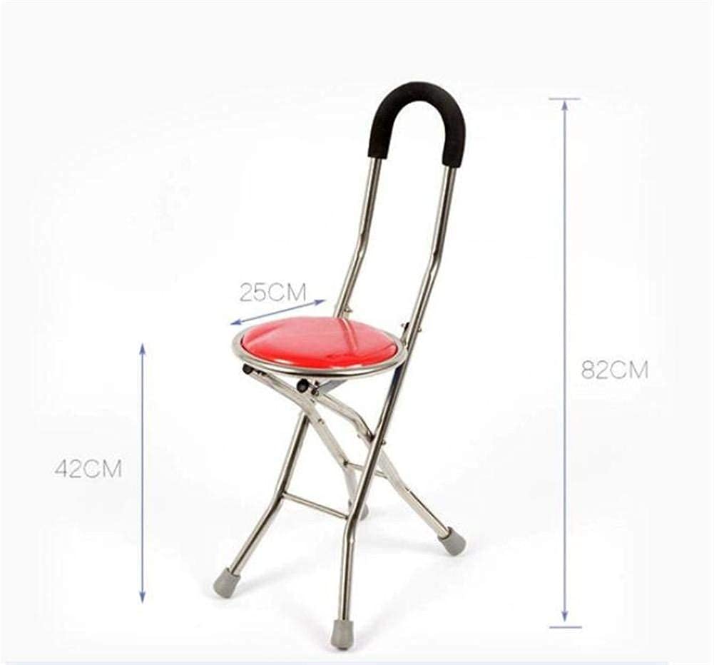 Muletas para Adultos Silla Plegable Taburete con Bastón Ajustable con Muletas y Asiento Regulable en Altura Acero Inoxidable Antideslizante con Base Pequeña de 4 Patas Todo está Bien