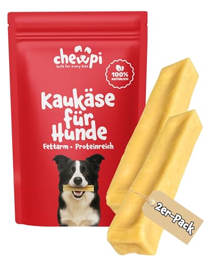 Kaukäse für Hunde L - 2er-Pack - 100% Natürliche Käsestangen für Hunde - Käseknochen Hund mit Langer Kauzeit - Unterstützt die Zahnpflege - Ideal für Starke Kauer - Chewpi